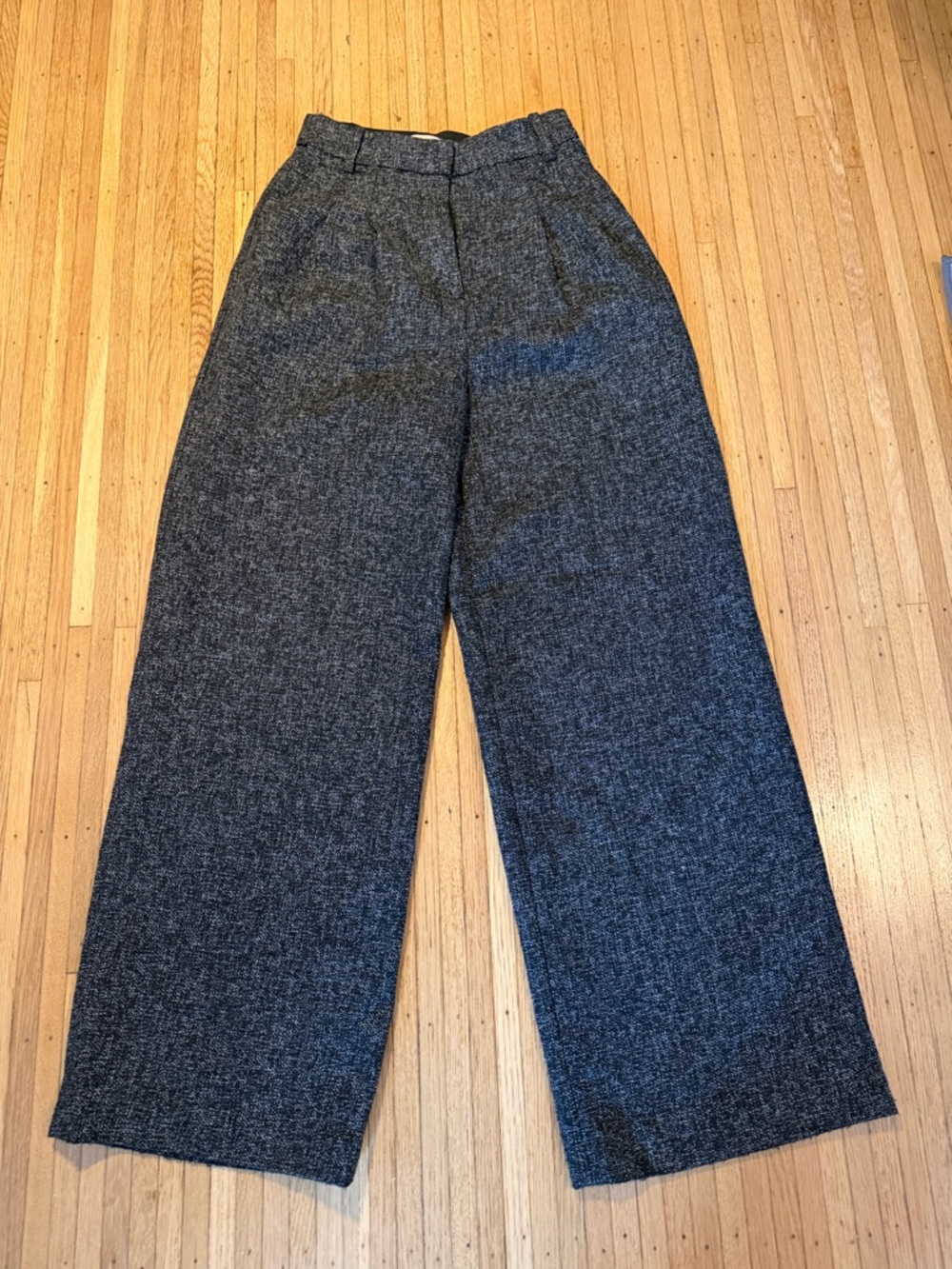 H&M Gray Wide-Leg Wool-Blend Trousers